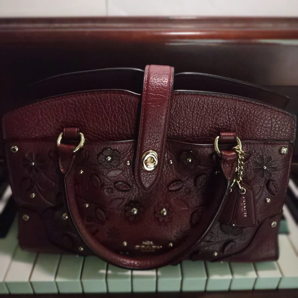 Coach Dark Red Embellished Satchel - Picture 3 of 4
